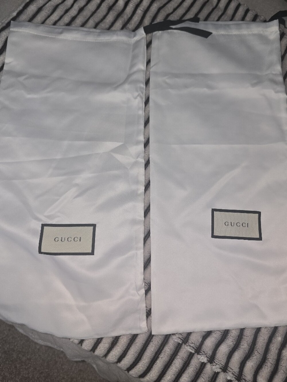 Gucci White Drawstring Dust Bags with Logo – Pair Of 2